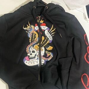 Ed Hardy Black Hoodie with Colorful Graphic